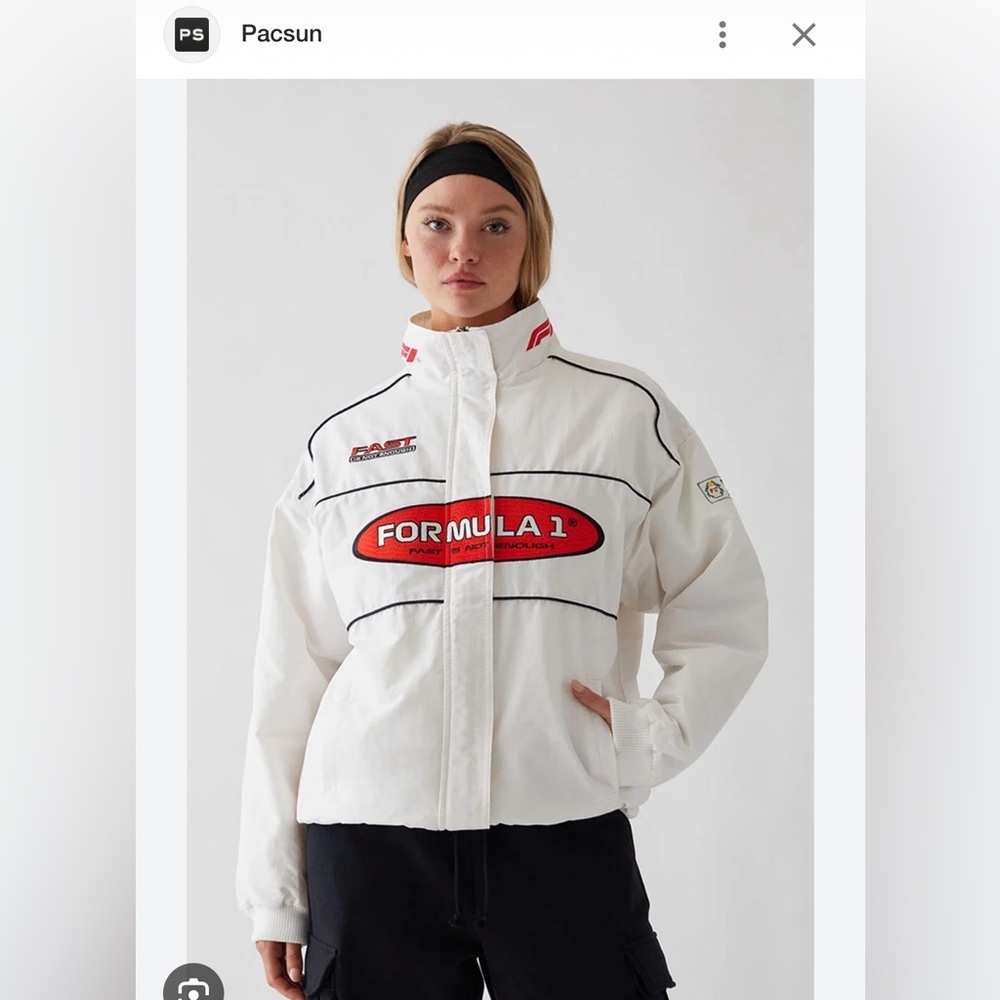 PacSun Formula 1 Off white Jacket with Red and Black Details